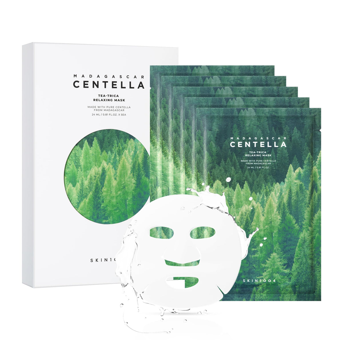 SKIN1004 Madagascar Centella Tea-Trica Relaxing Mask packaging showcases gentle soothing skincare