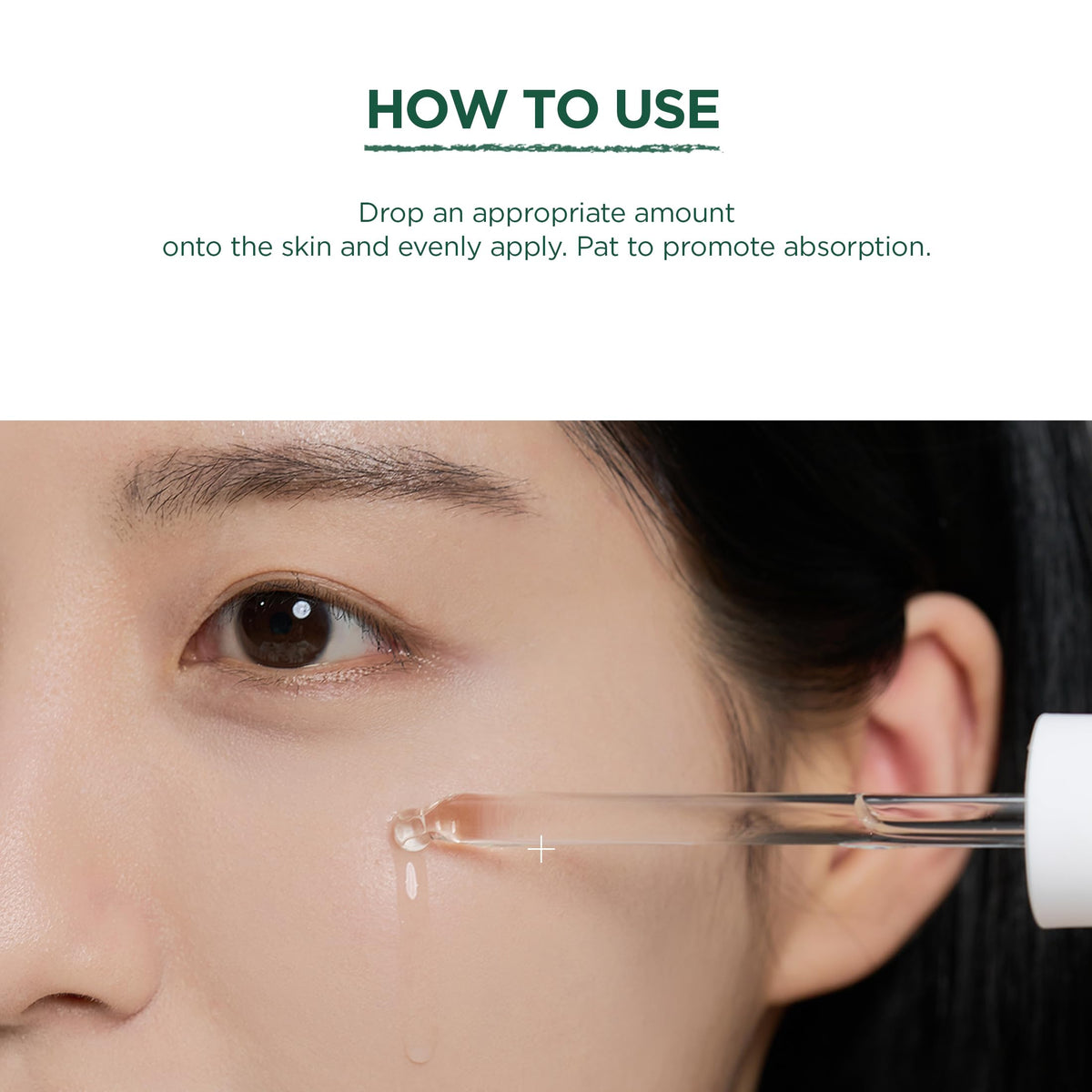 Application of SKIN1004 Tea-Trica Relief Ampoule on clean skin for absorption