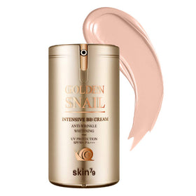 SKIN79 Golden Snail Intensive BB Cream packaging close-up for a hydrated, radiant look