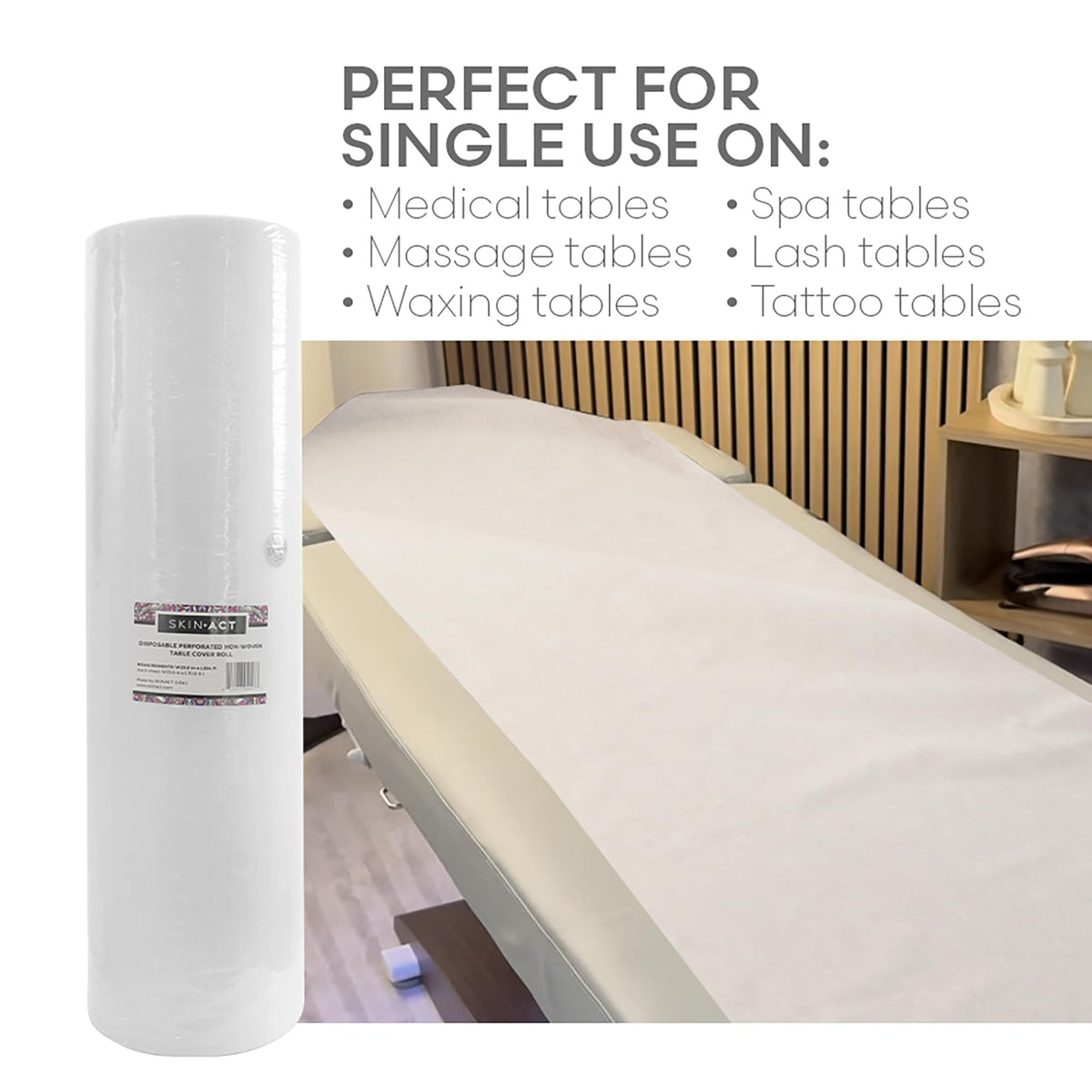 SKINACT perforated roll tear-off design for quick client changes