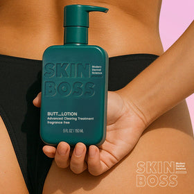 SKINBOSS product on a shelf ready for daily body care routine