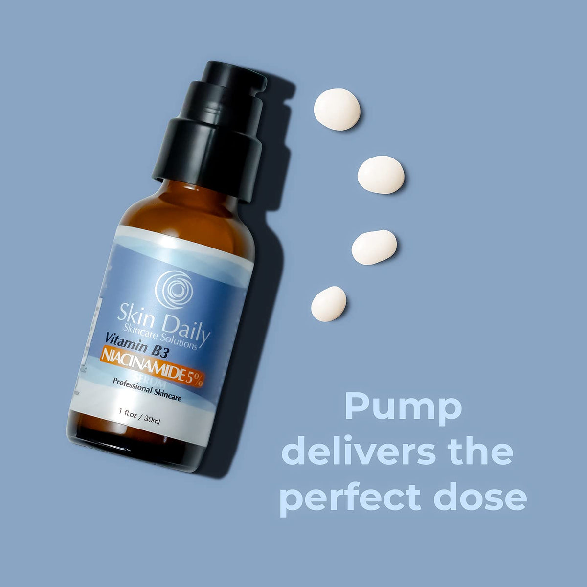Pump dispense shot of SkinDaily Niacinamide Serum for easy daily use.