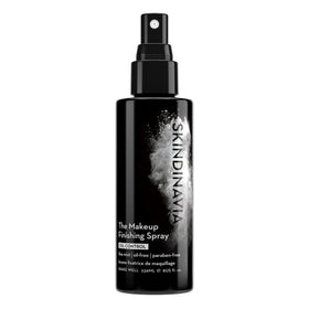 Skindinavia makeup finishing spray bottle showing all-day oil-control benefits.