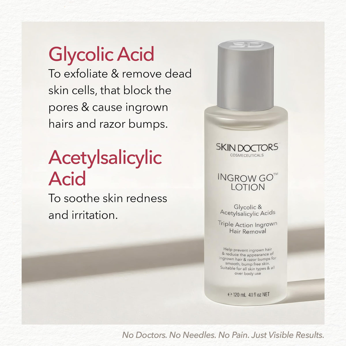 Creamy texture of Skin Doctors Ingrow Go on skin supports cleanse and purification.