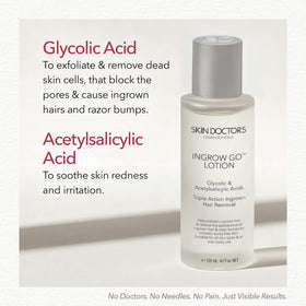 Creamy texture of Skin Doctors Ingrow Go on skin supports cleanse and purification.