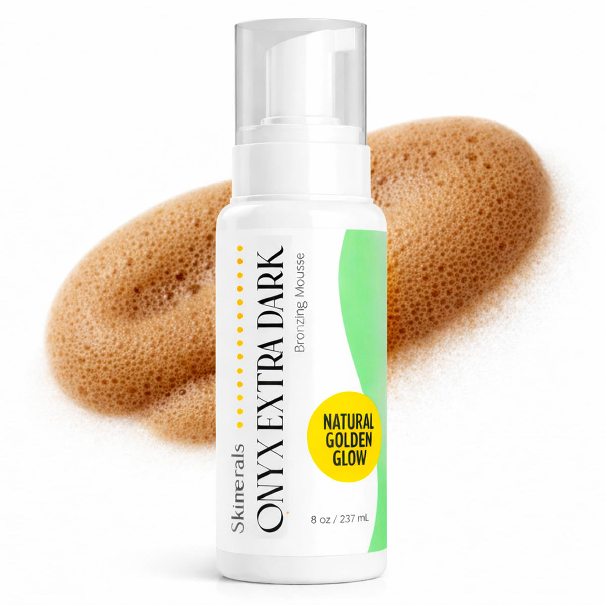 Skinerals Extra Dark Self Tanner Mousse bottle pour for precise tanning control.
