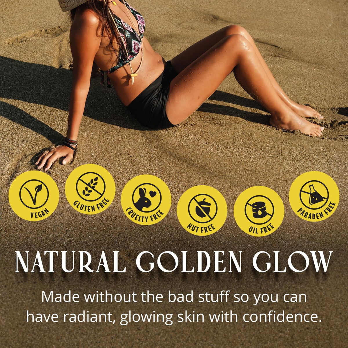 Skinerals face tanning application highlights natural glow with gentle formula.