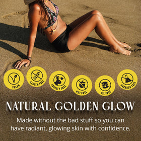 Skinerals face tanning application highlights natural glow with gentle formula.