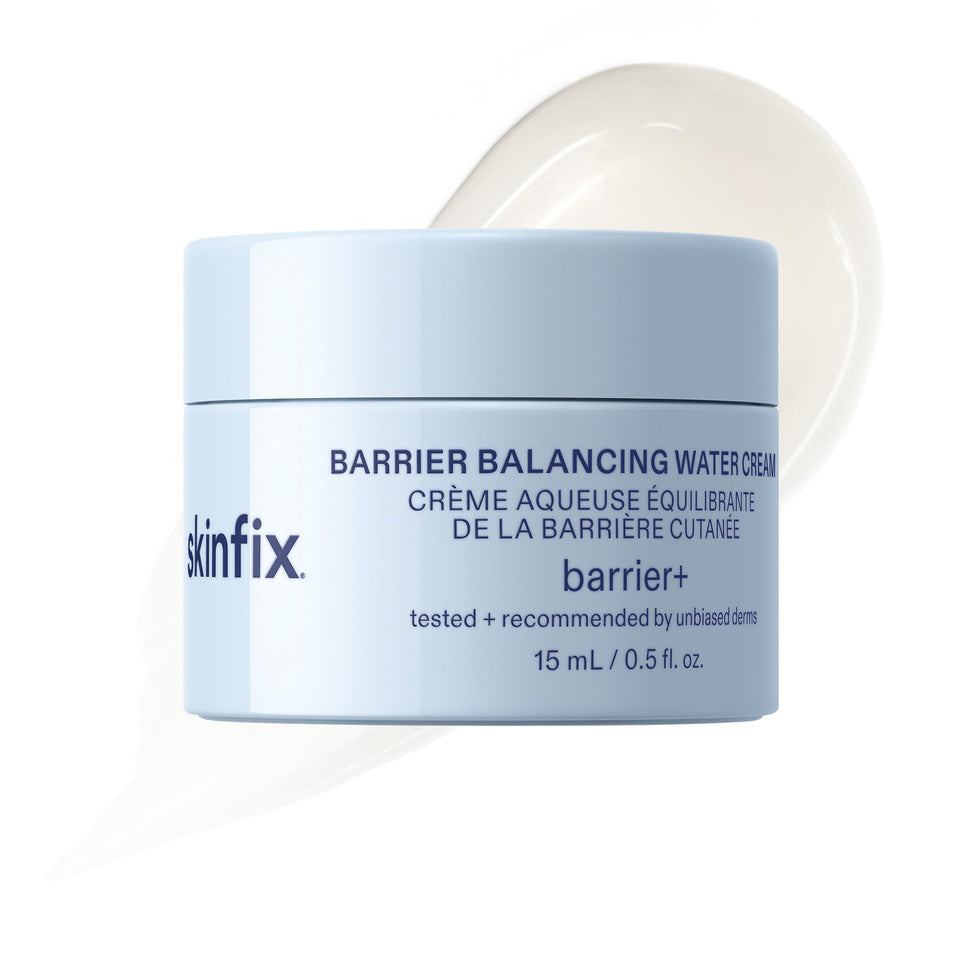 Skinfix Barrier Balancing Water Cream Mini bottle front showing weightless hydration for combo and oily skin
