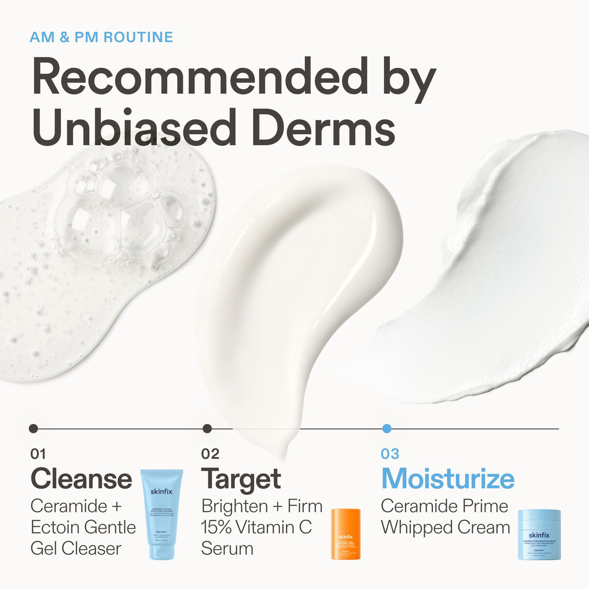 Morning and night use with Skinfix Ceramide Prime Whipped Cream on clean skin after serum.