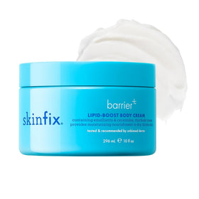 Skinfix Lipid-Boost Body Cream bottle front, fragrance-free and fast-absorbing hydration.
