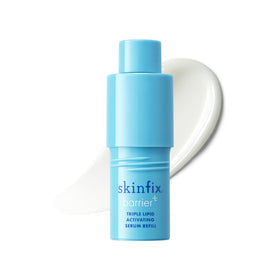 Skinfix Triple Lipid Activating Serum Refill bottle showing fragrance free packaging for daily use