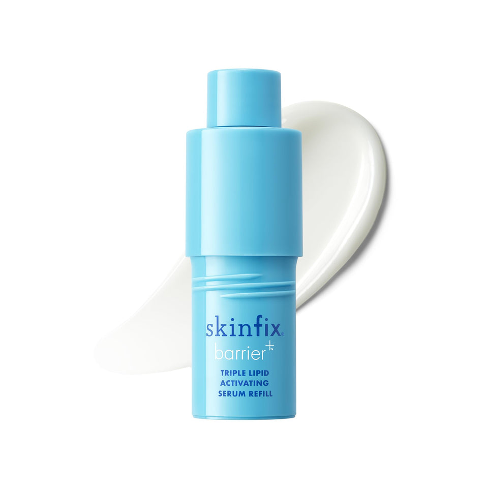 Skinfix Triple Lipid Activating Serum Refill bottle showing fragrance free packaging for daily use