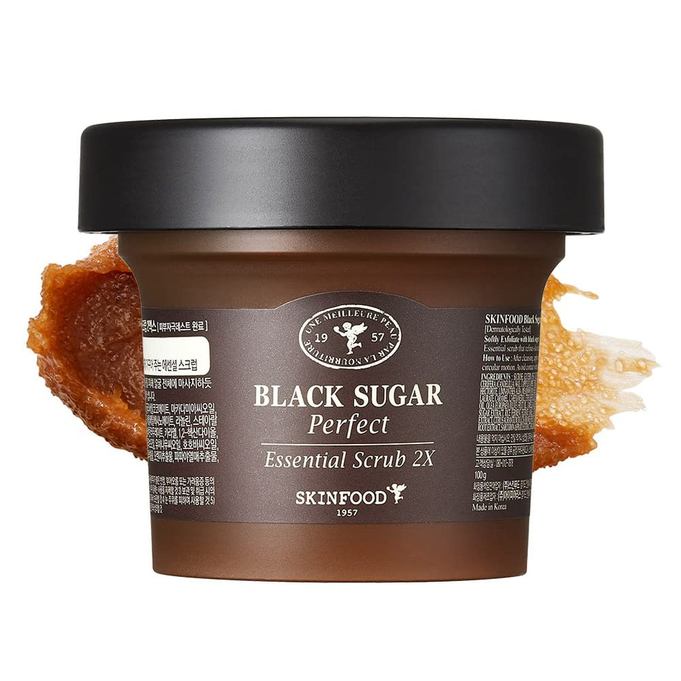 SKINFOOD 1957 Black Sugar Scrub packaging close-up for premium exfoliation