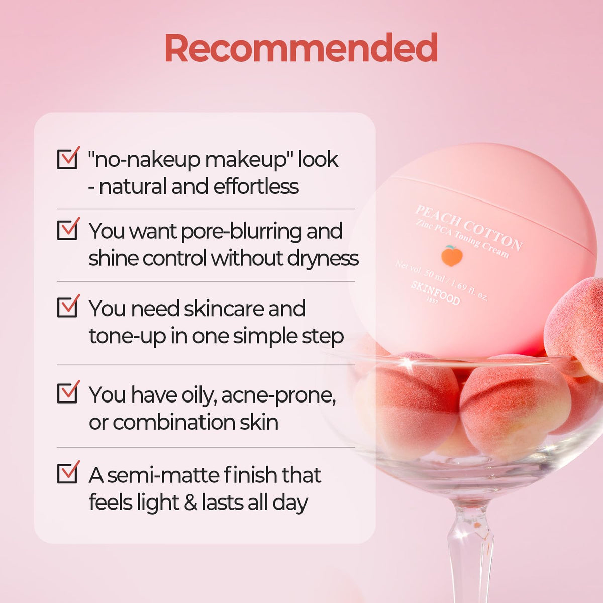 SKINFOOD Peach Cotton Tone Up Cream for everyday use on oily or sensitive skin.