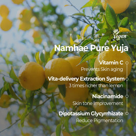 SKINFOOD Yuja C Vita Daily Sheet Mask essence close-up for hydration.