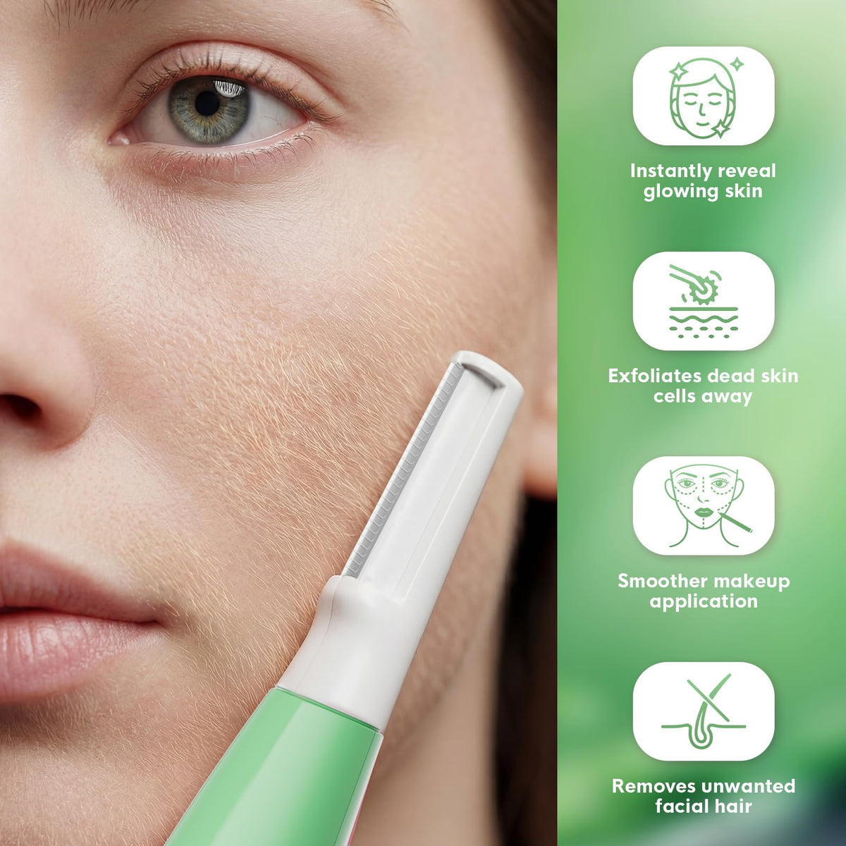 Skinharbor dermaplaning tool in a morning skincare routine