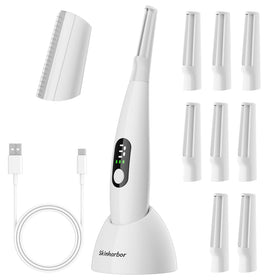 Skinharbor Sonic Dermaplane Razor on the face for smoother skin and peach fuzz removal