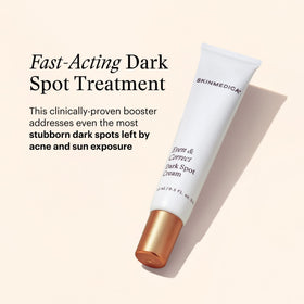 Close-up of SkinMedica Even & Correct Cream showing rapid action on uneven skin tone.