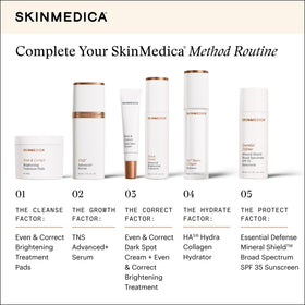 Swirl of SkinMedica Even & Correct cream over skin suggests evening out complexion.