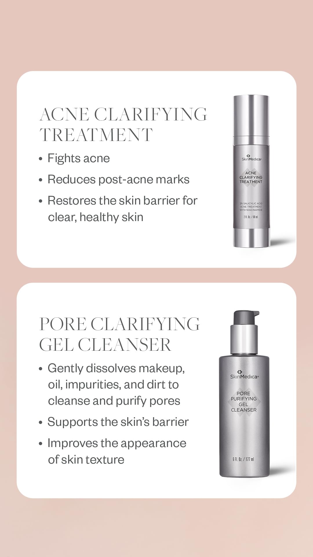 SkinMedica Pore Purifying Gel Cleanser on a bathroom counter conveys a fresh skincare routine