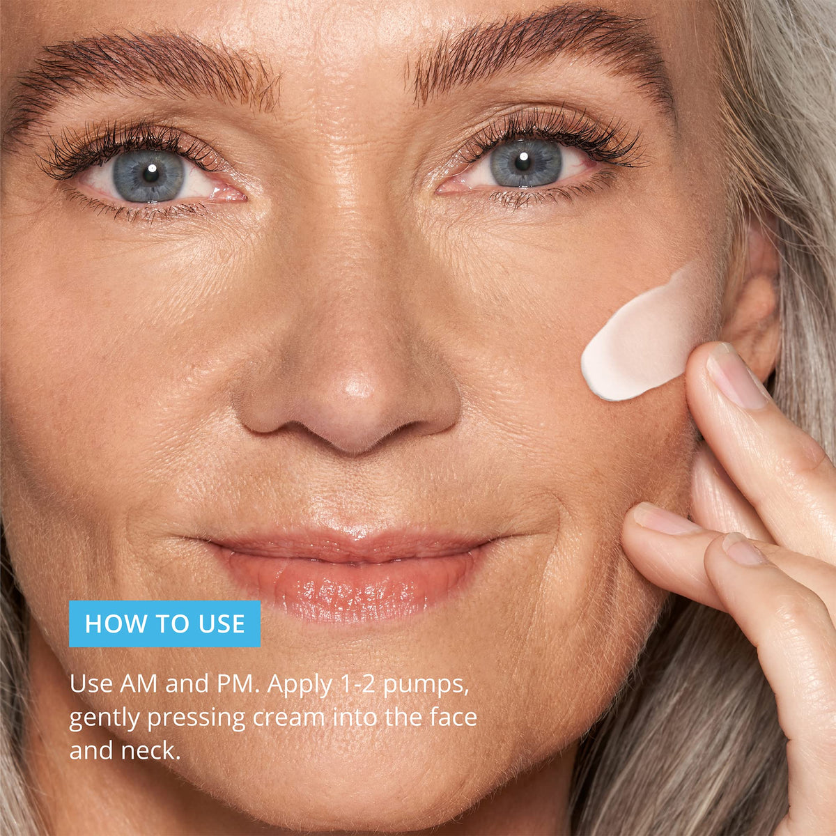 SKINN Crème Reverse pump-action demonstrates easy AM/PM application.