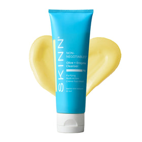 SKINN Daily Evening Face Wash bottle close-up, gentle cleansing ritual.