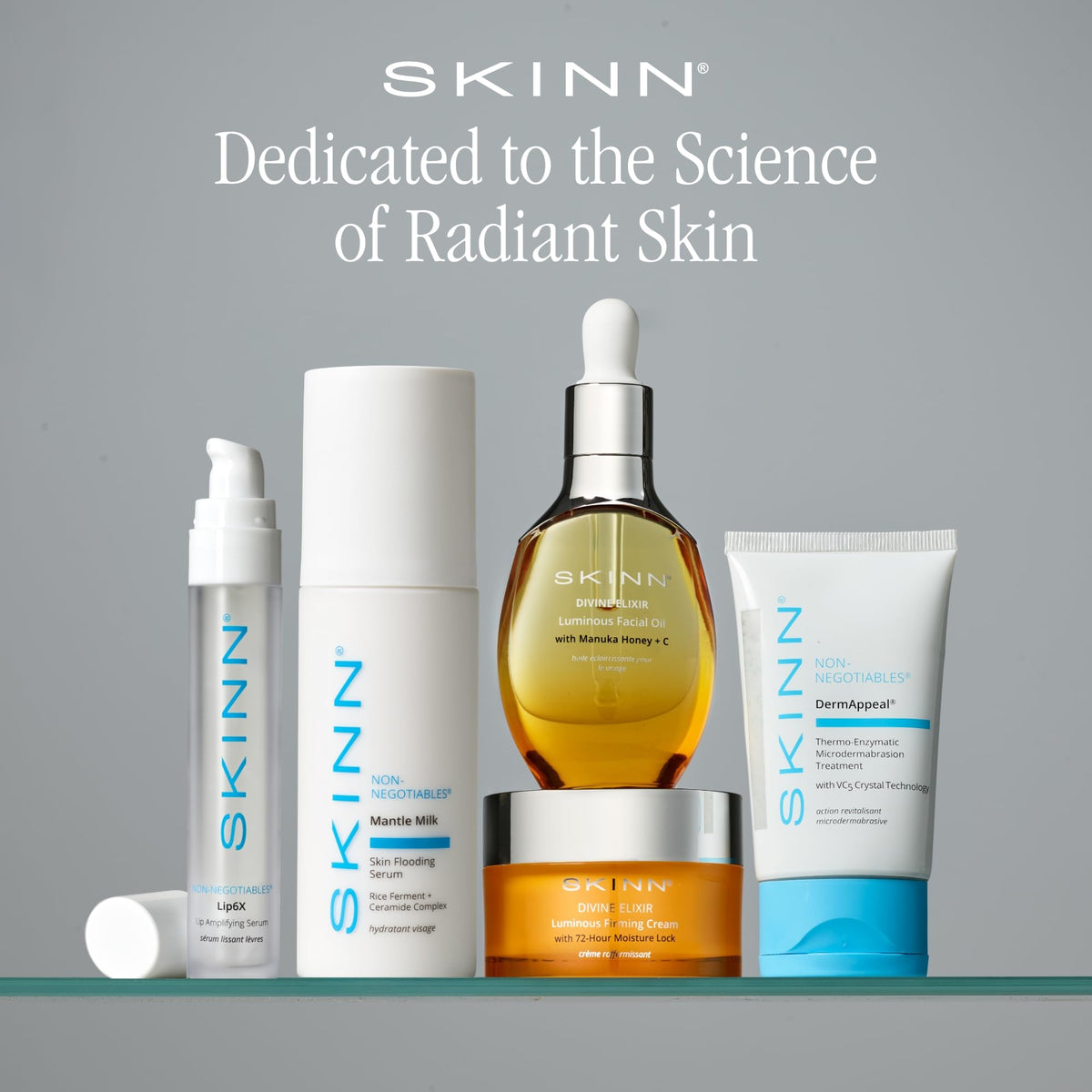 SKINN DermAppeal packaging box presents a spa-like routine experience.