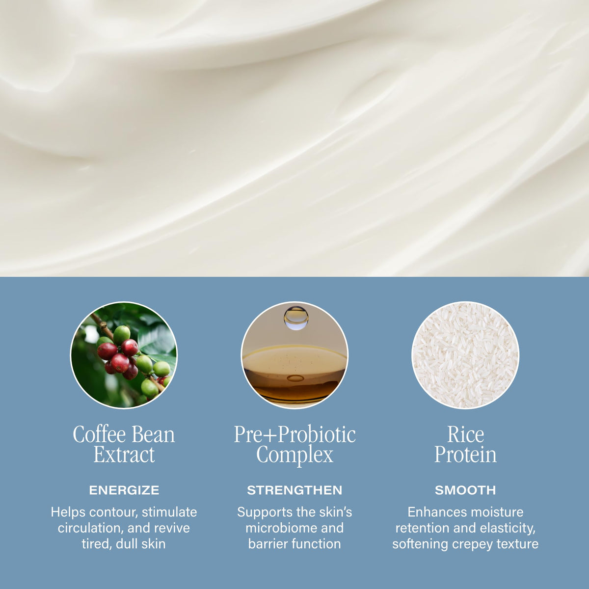 Coffee bean extract visual highlighting energizing neck skin benefits