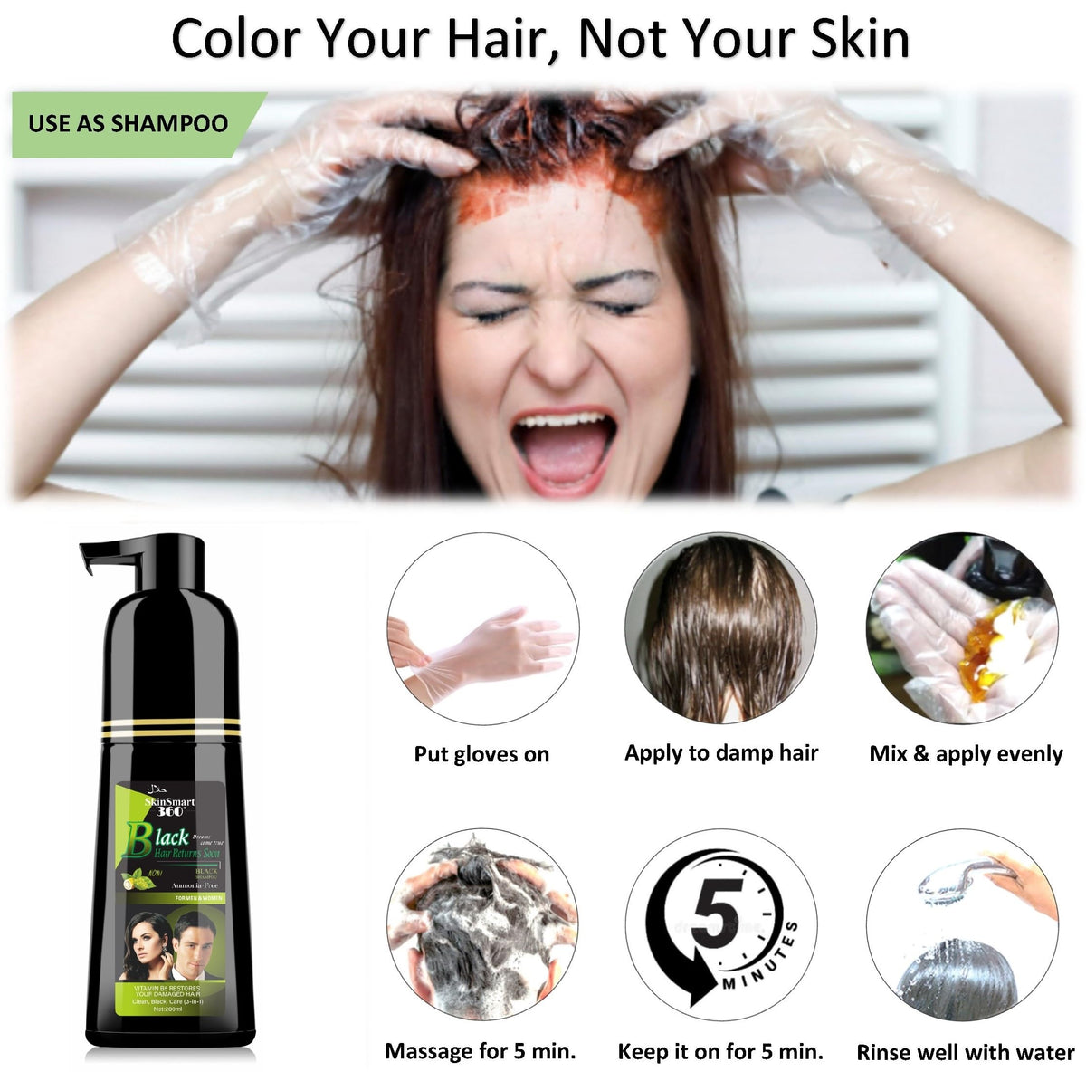 Person massaging SkinSmart 360 through hair for even coverage