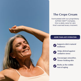 Swatch of SKINTENSIVE Crepe Cream on forearm showing rich hydration