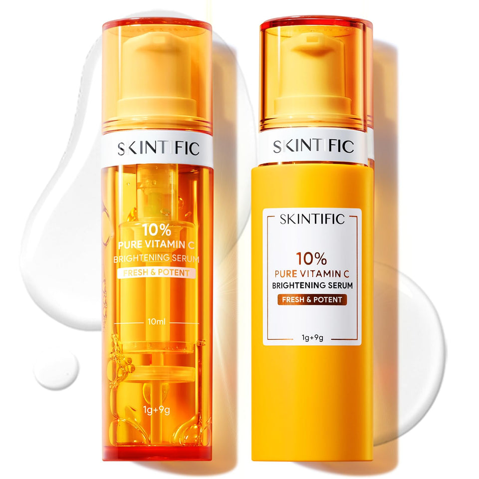 SKINTIFIC dual-chamber serum bottle ready for activation and use