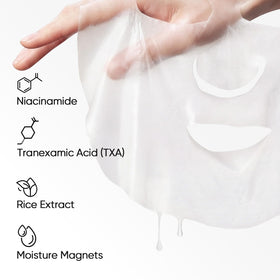SKINTIFIC mask ingredients: Niacinamide, Tranexamic Acid, Rice Extract.