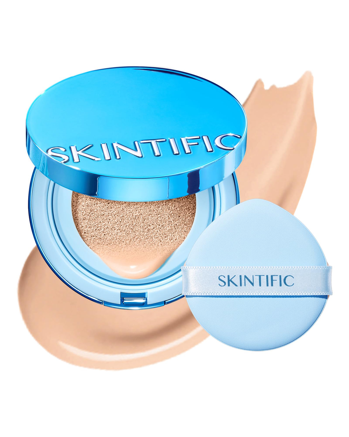 SKINTIFIC Velvet Matte Cushion Vanilla packaging shows compact design for on-the-go coverage.