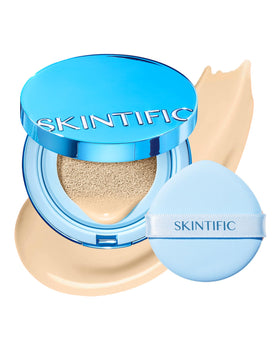 SKINTIFIC Velvet Matte Cushion bottle in Warm Vanilla for full-coverage look