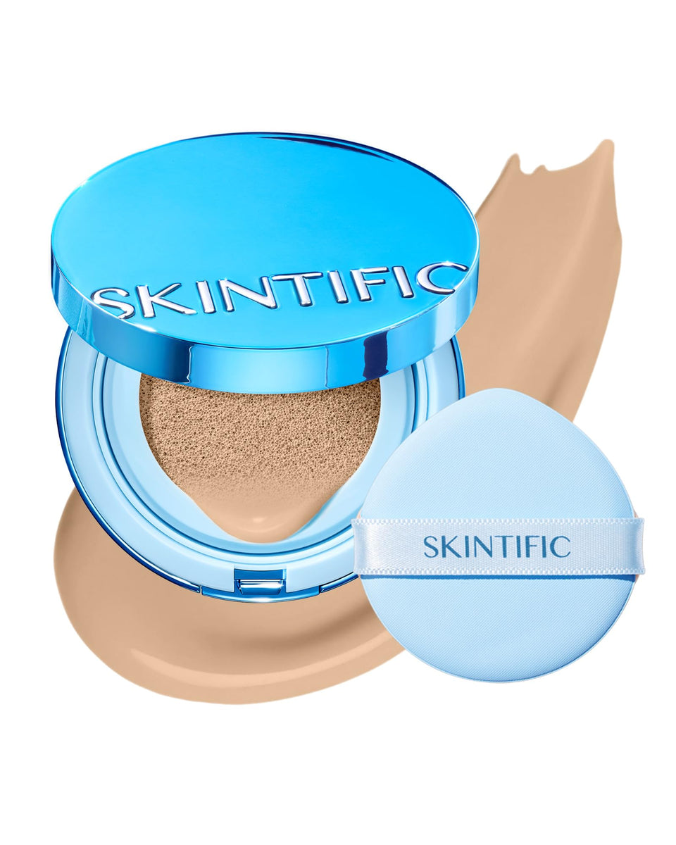 SKINTIFIC Velvet Matte Cushion Foundation compact in 02G Golden Ivory for oil-control coverage