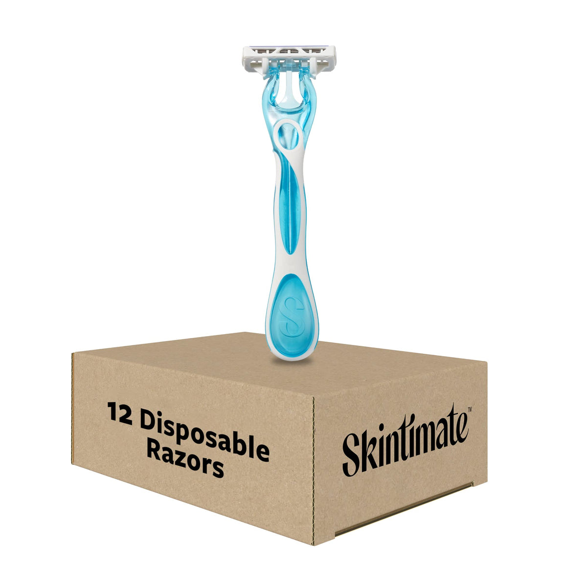 Skintimate Coconut Delight razor pack front with eco-friendly branding.