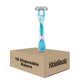 Skintimate Coconut Delight razor pack front with eco-friendly branding.