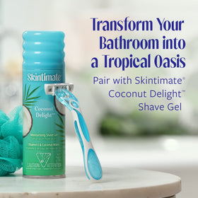 Skintimate Coconut Delight packaging and scent detail on packaging.