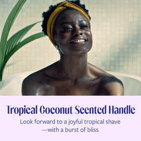 Skintimate Coconut Delight three blades angled for curved contours.