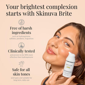 Skinuva Brite cream application close-up shows smooth texture for daily use.