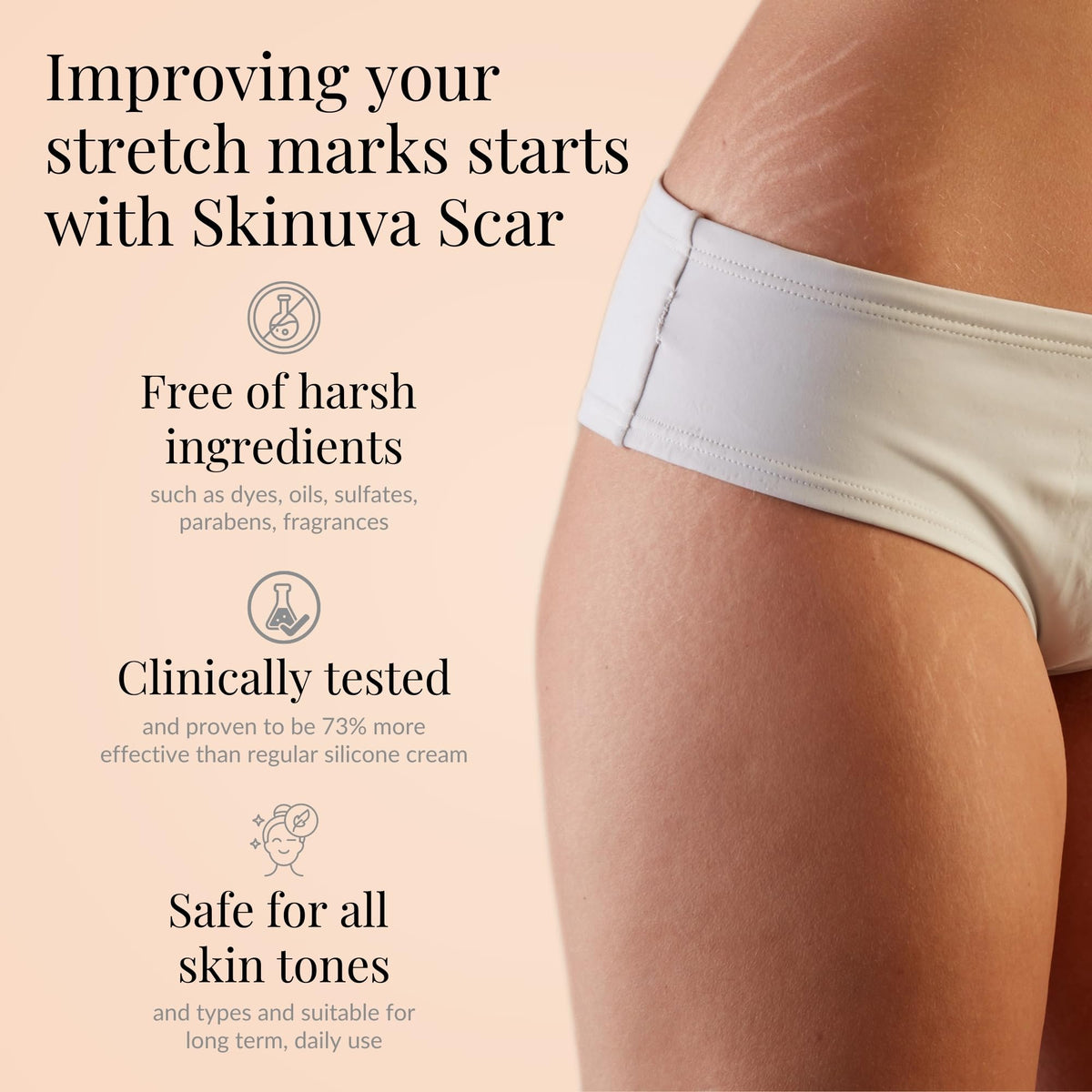 Skinuva Next Gen Scar Cream being applied for daily scar care.