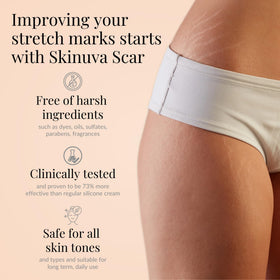 Skinuva Next Gen Scar Cream being applied for daily scar care.