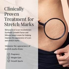 Skinuva Next Gen Scar Cream jar closeup highlights hydrating hyaluronic acid.