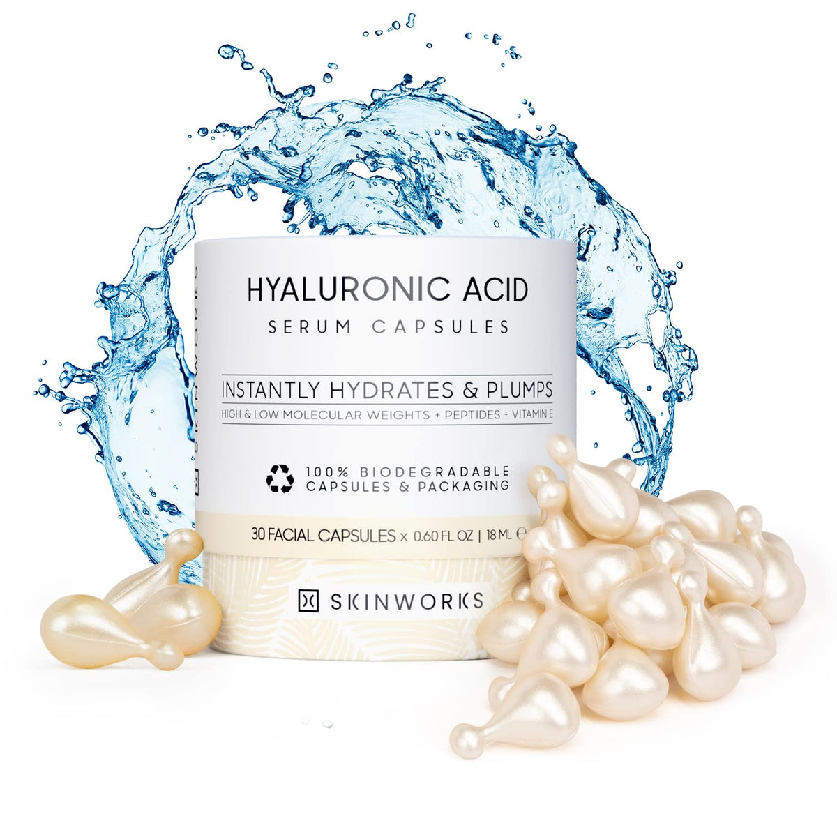 Skinworks Hyaluronic Acid Serum bottle ready for daily hydration.