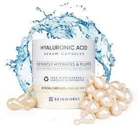 Skinworks Hyaluronic Acid Serum bottle ready for daily hydration.