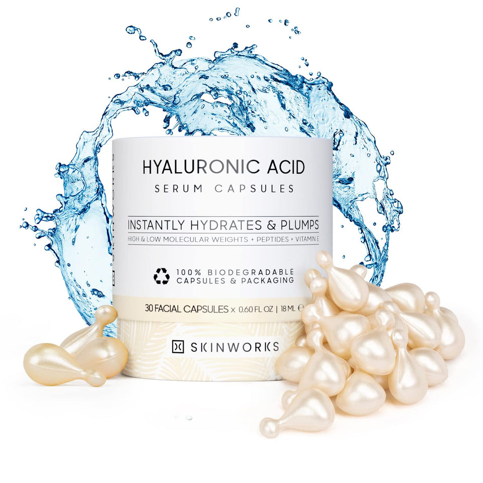 Skinworks Hyaluronic Acid Serum bottle ready for daily hydration.
