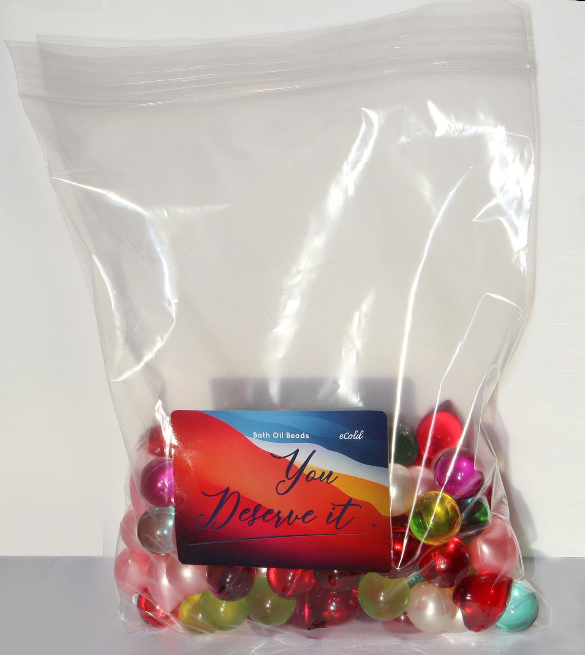 SKLEER beads dissolve to nourish skin during a relaxing soak.