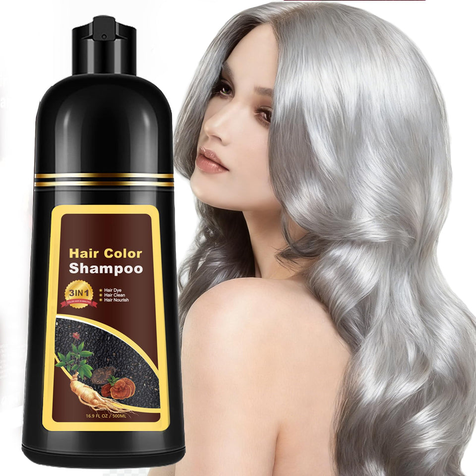 Sklight Hair Dye Shampoo Silver Gray delivers root-to-tip color coverage and a luminous finish.