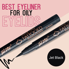 Skone eyeliner felt-tip applicator enables smooth, precise line work.